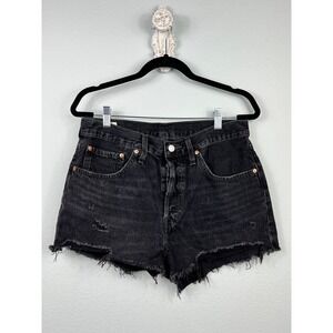 Levi's Shorts Women 30 Black 501 Original Cutoff High Rise Button Fly Denim
